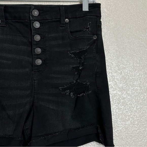 NWT American Eagle Black Curvy Super High-rise Distressed Shorts, Size 10 - Picture 4 of 14